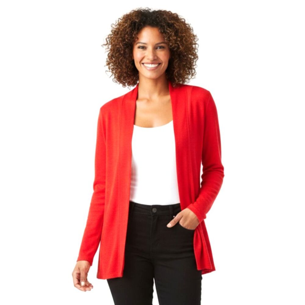 NWT Bobeau Womens XL Red Open Front Cardigan‎ Soft Knit Sweater Teachercore